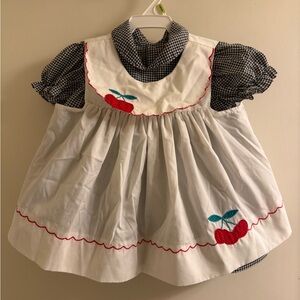 Adorable Vintage Cherry Embroidered Baby Dress